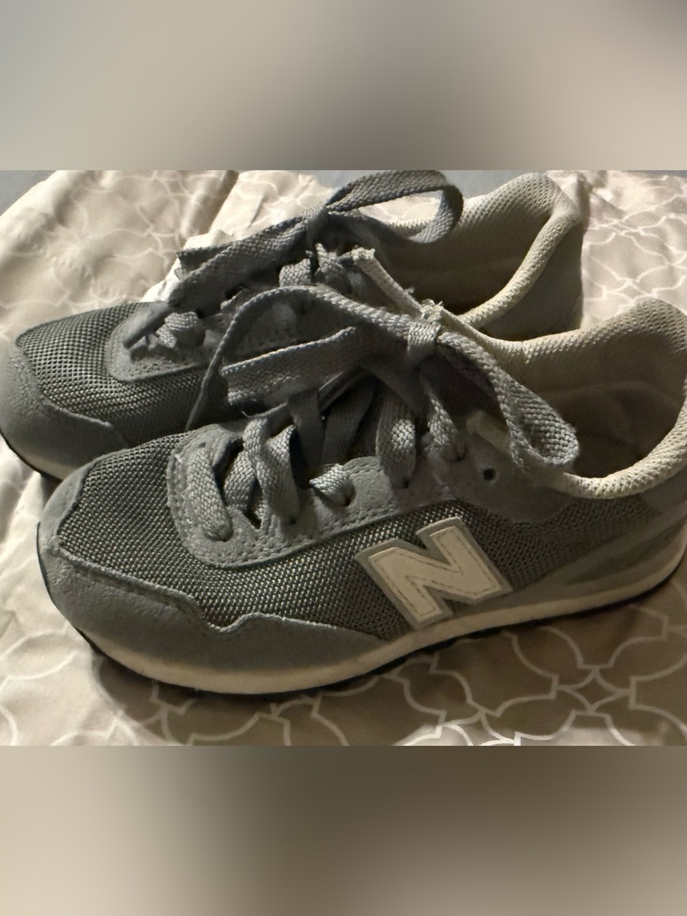 New Balance Kids Gray Mesh & Suede Sneakers